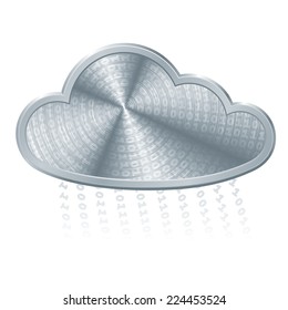 Metallic cloud with binary code. Eps8. CMYK. Organized by layers. Global color. Gradients used.