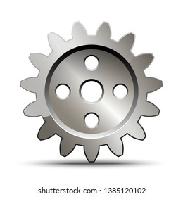 Metallic cogwheel on a white background. Industrial background. Vector illustration.