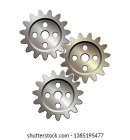 Metallic cogwheels on a white background. Industrial background. Vector illustration.