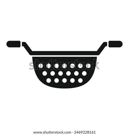 Metallic colander tool icon simple vector. Cooking kit. Handle metallic tool