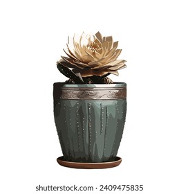 Metallic color Cactus flower with tub