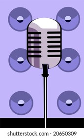  metallic colour microphone  in violet designed background	
