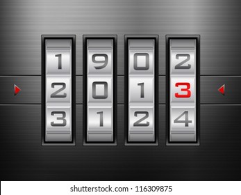 Metallic combination lock 2013 New Year. Vector illustration.