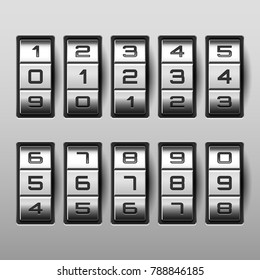 Metallic combination lock with numbers. Vector illustration.