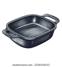 Metallic cooking pan on white background icon isolated