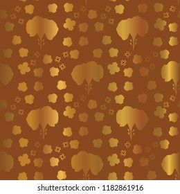 Metallic Copper Gold Floral Pattern Seamless Vector, Drawn Foil Shapes Illustration for Luxury Party Invitations, Wedding Stationery, Festive Gift Wrap, Trendy Textures, Classy Glamour Backdrops