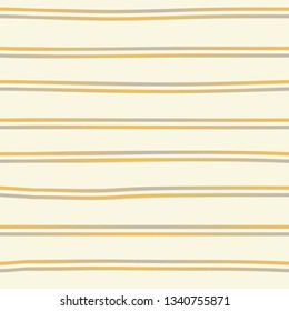 Metallic cream gold hand drawn double striped line seamless pattern. Elegant linear geometric repeat pattern. Great for fabric, surface, luxury card element, textile, wallpaper, bright background.