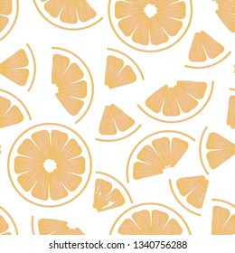 Metallic cream gold lemon grapefruit citrus slice seamless pattern. Elegant fruit fresh food repeat pattern great for fabric, surface, luxury bed cover, textile, wallpaper, bright background.