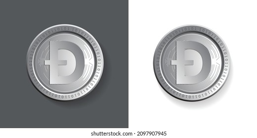 Metallic crypto currency Dogecoin (DOGE) logo coin vector illustration design. Can be used as sticker, badge, emblem, icon, label and print template.