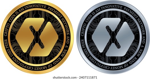 metallic cryptocurrency vector illustrations. perlin-perl coin logo. 3d illustrations.