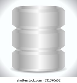 Metallic cylinders. Hard disk drive, HDD, server, hosting, database concept