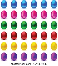 Metallic decorated Easter Eggs - 6 colors, 6 patterns