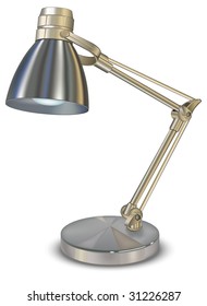 Metallic desk lamp, isolated object on white background