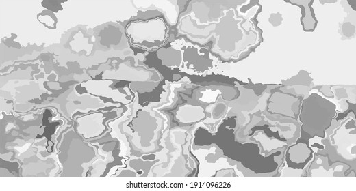 Metallic Details Landscape Watercolour Art Illustration. Grey Colors. Gray Monochrome Vector Aquarelle Art. Silver Retro Grey Trendy Aquarelle Fabric. Shadows Foggy Cloudy Dirty Art Background.