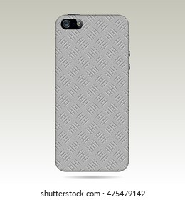 metallic diamond plate back cover smartphone.vector illustration.