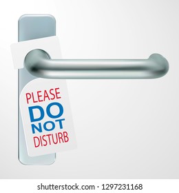 Metallic door handle with do not disturb. Vector EPS-10