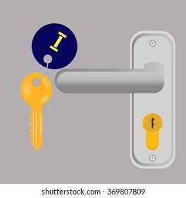 metallic door handle . Vector illustration keys and keyhole .