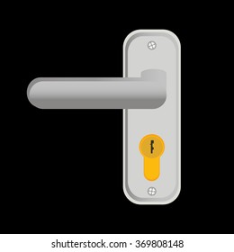 metallic door handle . Vector illustration keyhole .