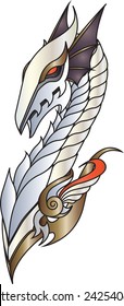 metallic dragon head cartoon 
