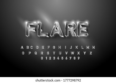 Metallic effect of thick letters, numbers, and punctuation marks. Silver shiny 3D letters. Stock vector for your headlines, posters.