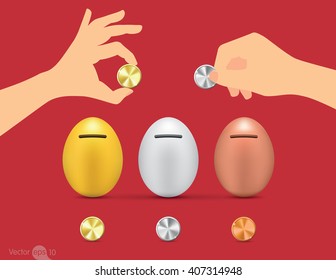 Metallic eggs money boxes