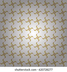 Metallic elements for frame, ribbon, banner, mandalas. Realistic abstract golden seamless pattern. Vector golden gradient seamless texture. Elegant light and shine vector template on white background.