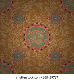Metallic elements for frame, ribbon, banner, mandalas. Vector gradient seamless texture. Elegant orange, pink and brown vector template. Realistic abstract seamless pattern.