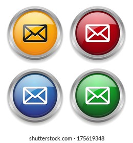 Metallic email button in four colors