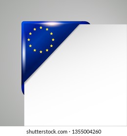 metallic EU flag corner isolated vector illustration