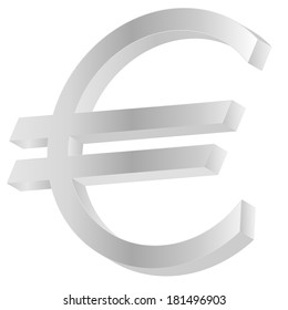 metallic euro sign isolated on white background