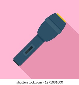 Metallic flashlight icon. Flat illustration of metallic flashlight vector icon for web design