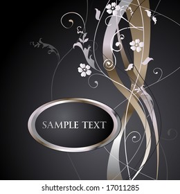 Metallic Floral Text Label - Vector