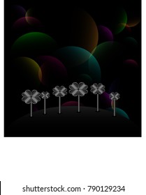 Metallic flower of hearts on space background, illustration, vector 