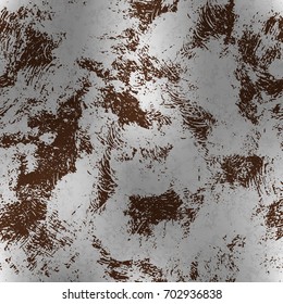 Metallic foil with rust, textured seamless pattern