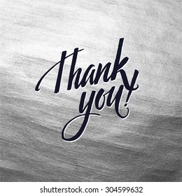 Metallic foil shining calligraphy Thank you poster card. Vector Silver Print Paint Stain Design