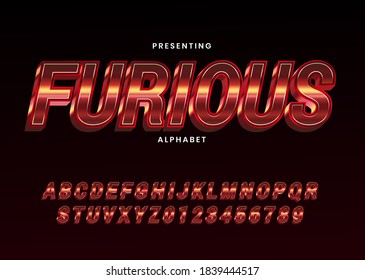 Metallic font alphabet template. Modern Italic Alphabet Font. Typography furious style fonts for movie technology, sport, motorcycle, racing logo design.