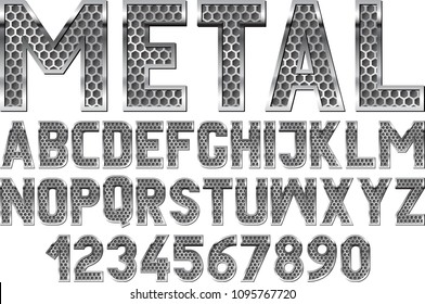 metallic font with grate texture inside