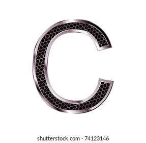 Metallic font . Letter C