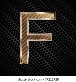Metallic font . Letter F