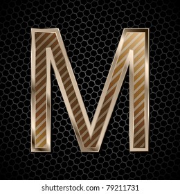 Metallic font . Letter M