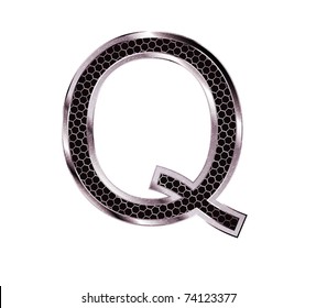 Metallic font . Letter Q