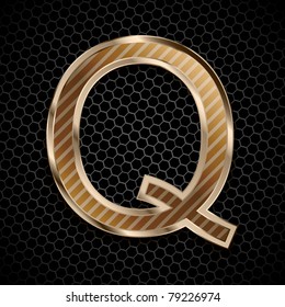 Metallic font . Letter Q