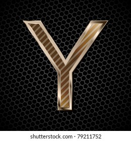Metallic font . Letter Y