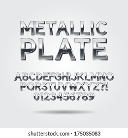 Metallic Font and Numbers, Eps 10 Vector, Editable for any background