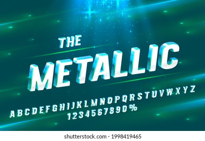 The Metallic font set collection, letters and numbers symbol. Vector illustration
