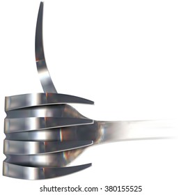 Metallic fork showing thumbs up ok sign