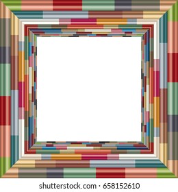 Metallic frame made up of colored, reflecting bars
