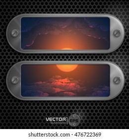 Metallic Frame With Screws On Abstract Metallic Background. Vector Illustration. Eps 10