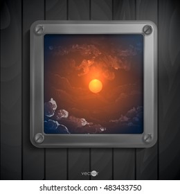 Metallic Frame With Screws On Abstract Metallic Background. Vector Illustration. Eps 10