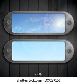Metallic Frame With Screws On Abstract Metallic Background. Vector Illustration. Eps 10